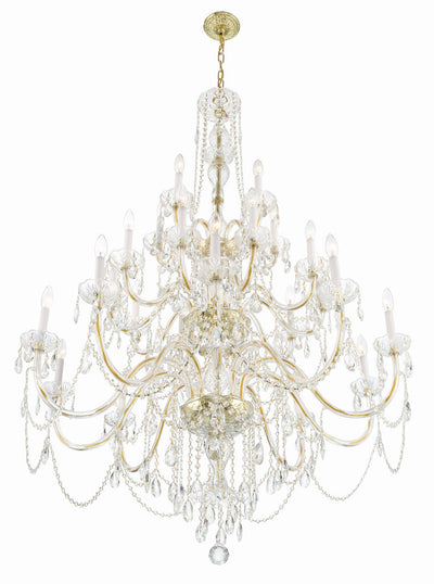 Traditional Crystal 25 Light Hand Cut Crystal Polished Brass Chandelier Chandelier Crystorama