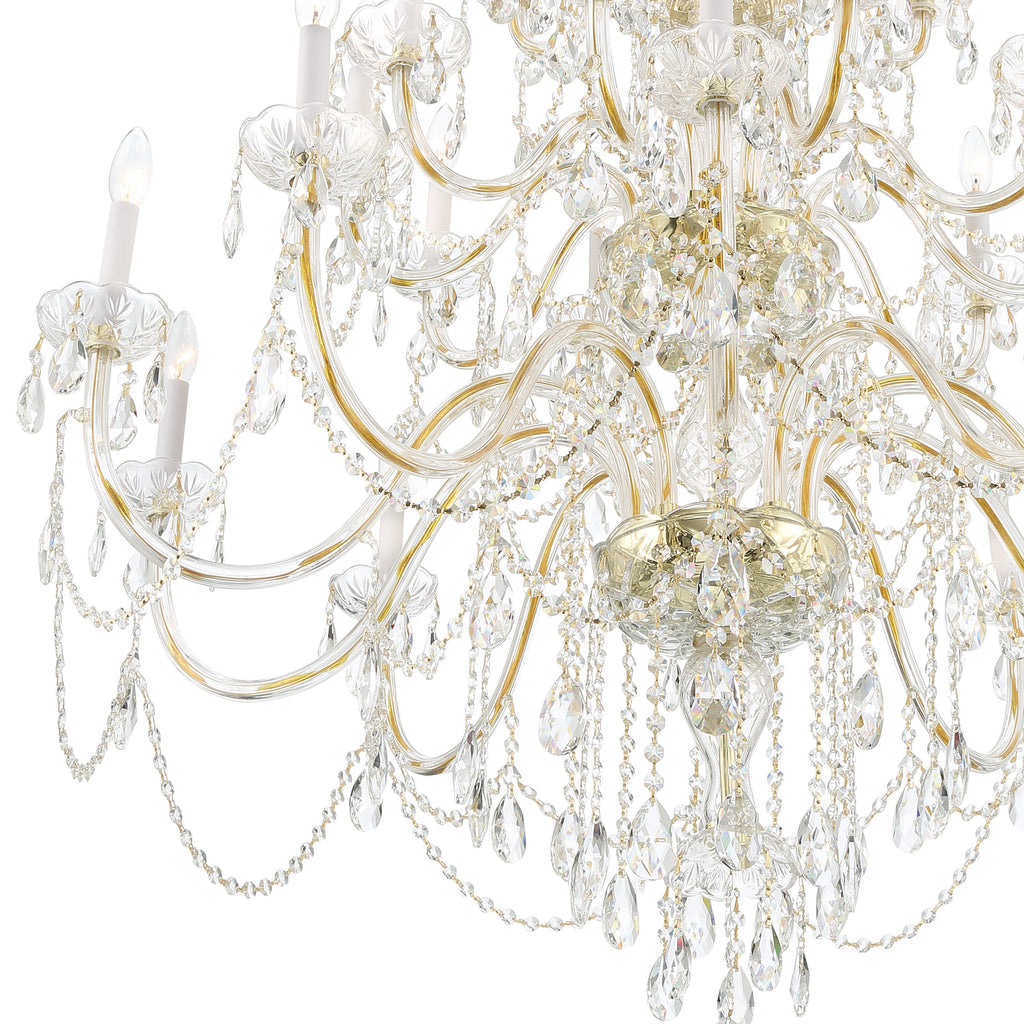 Traditional Crystal 25 Light Hand Cut Crystal Polished Brass Chandelier Chandelier Crystorama