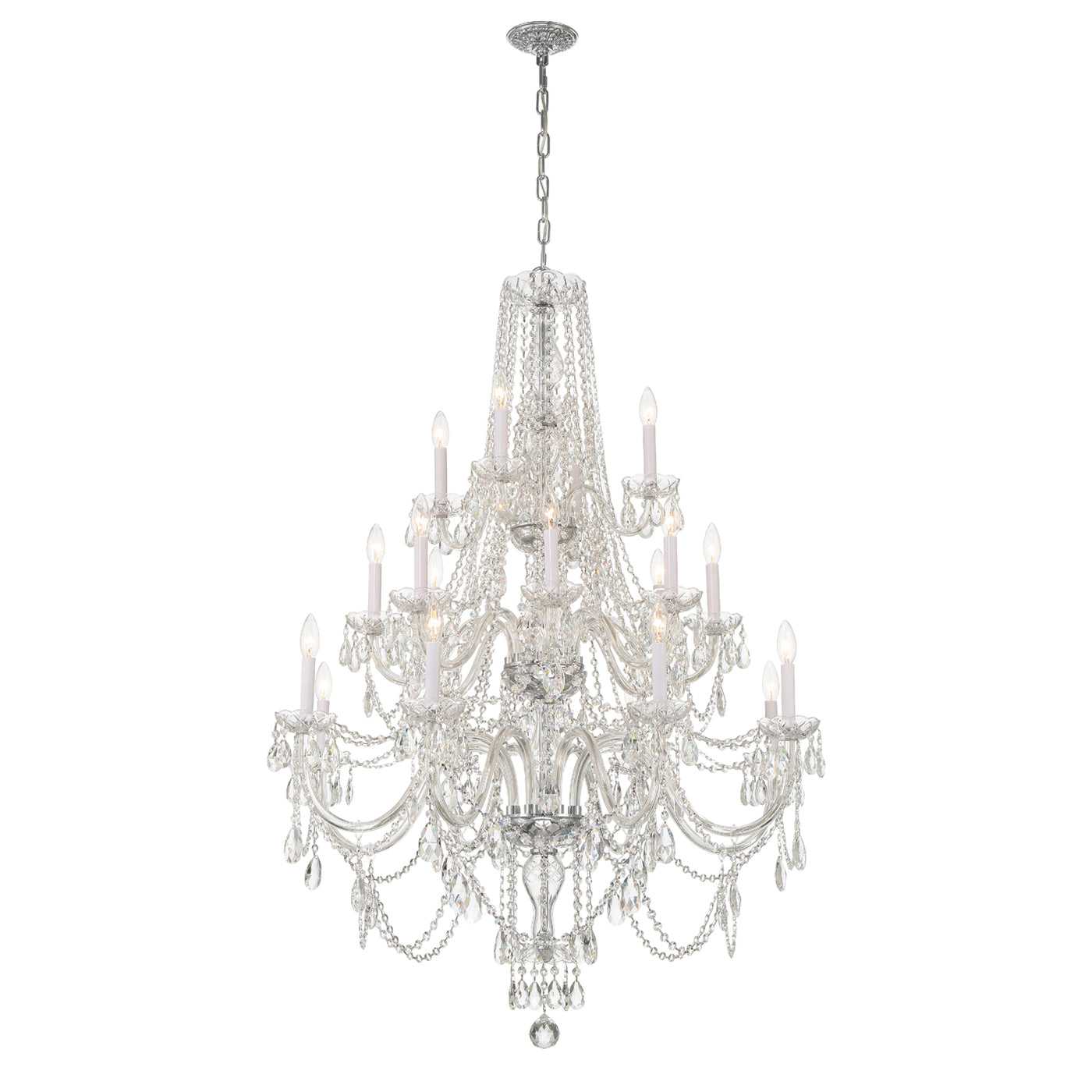 Traditional Crystal 20 Light Hand Cut Crystal Polished Chrome Chandelier Chandelier Crystorama