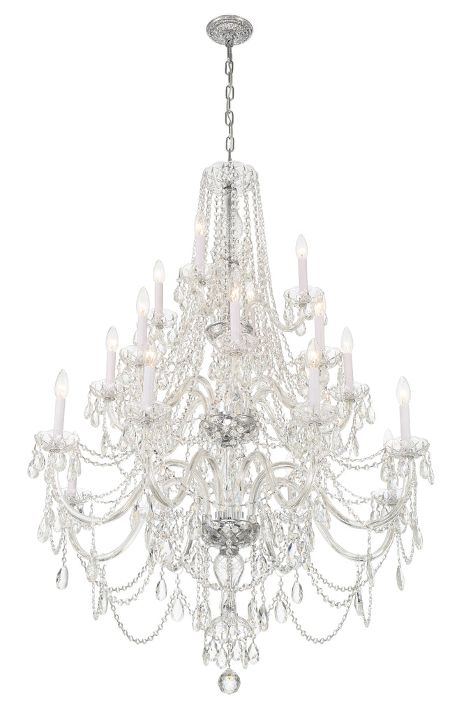 Traditional Crystal 20 Light Hand Cut Crystal Polished Chrome Chandelier Chandelier Crystorama