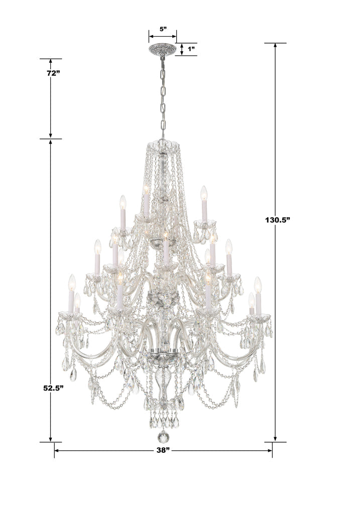 Traditional Crystal 20 Light Hand Cut Crystal Polished Chrome Chandelier Chandelier Crystorama