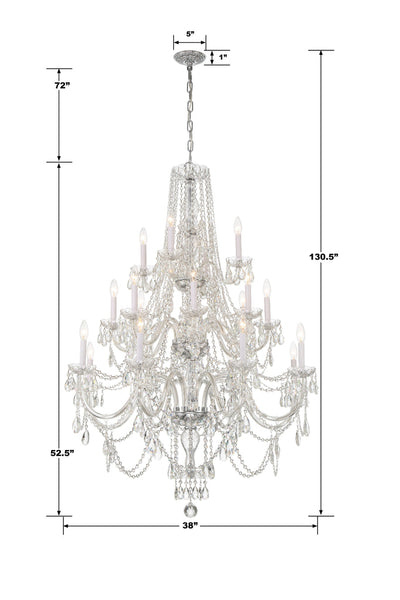 Traditional Crystal 20 Light Hand Cut Crystal Polished Chrome Chandelier Chandelier Crystorama