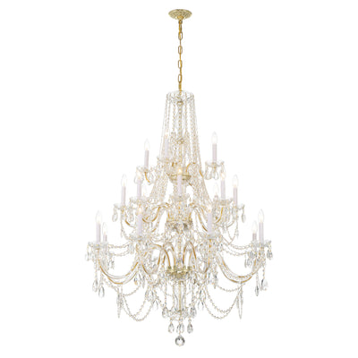 Traditional Crystal 20 Light Hand Cut Crystal Polished Brass Chandelier Chandelier Crystorama