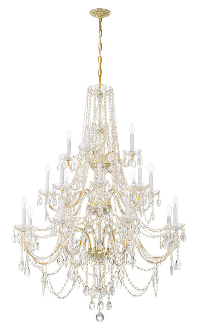 Traditional Crystal 20 Light Hand Cut Crystal Polished Brass Chandelier Chandelier Crystorama