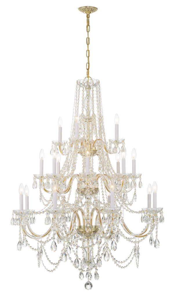 Traditional Crystal 20 Light Hand Cut Crystal Polished Brass Chandelier Chandelier Crystorama