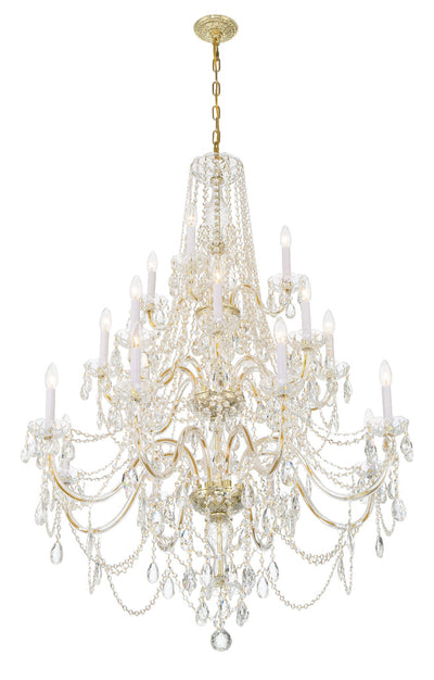 Traditional Crystal 20 Light Hand Cut Crystal Polished Brass Chandelier Chandelier Crystorama