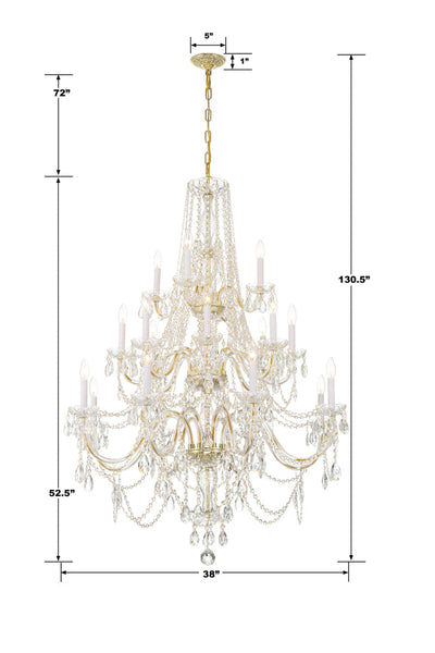 Traditional Crystal 20 Light Hand Cut Crystal Polished Brass Chandelier Chandelier Crystorama