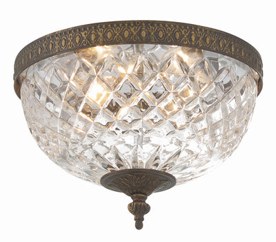 Crystorama 2 Light English Bronze Crystal Flush Mount Semi Flush Crystorama