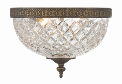 Crystorama 2 Light English Bronze Crystal Flush Mount Semi Flush Crystorama