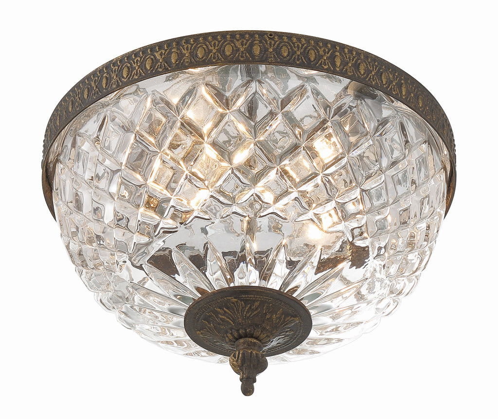 Crystorama 2 Light English Bronze Crystal Flush Mount Semi Flush Crystorama