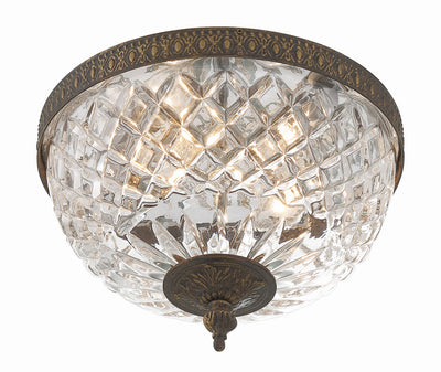 Crystorama 2 Light English Bronze Crystal Flush Mount Semi Flush Crystorama