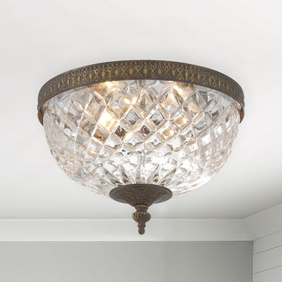 Crystorama 2 Light English Bronze Crystal Flush Mount Semi Flush Crystorama