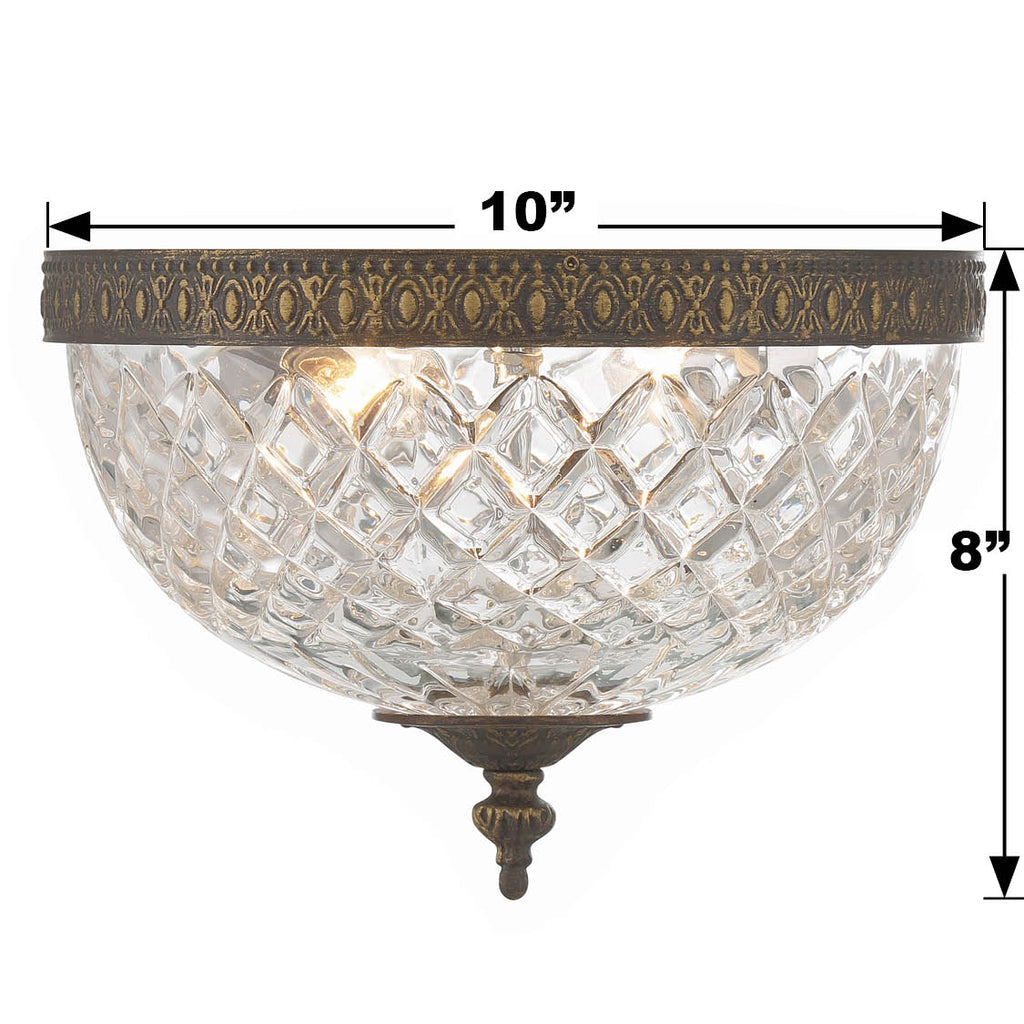 Crystorama 2 Light English Bronze Crystal Flush Mount Semi Flush Crystorama