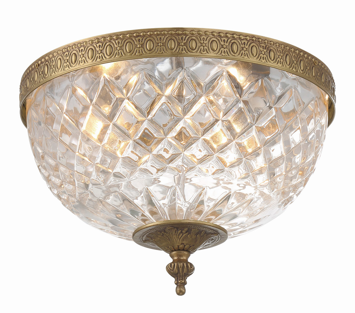 Crystorama 2 Light Olde Brass Crystal Flush Mount Semi Flush Crystorama