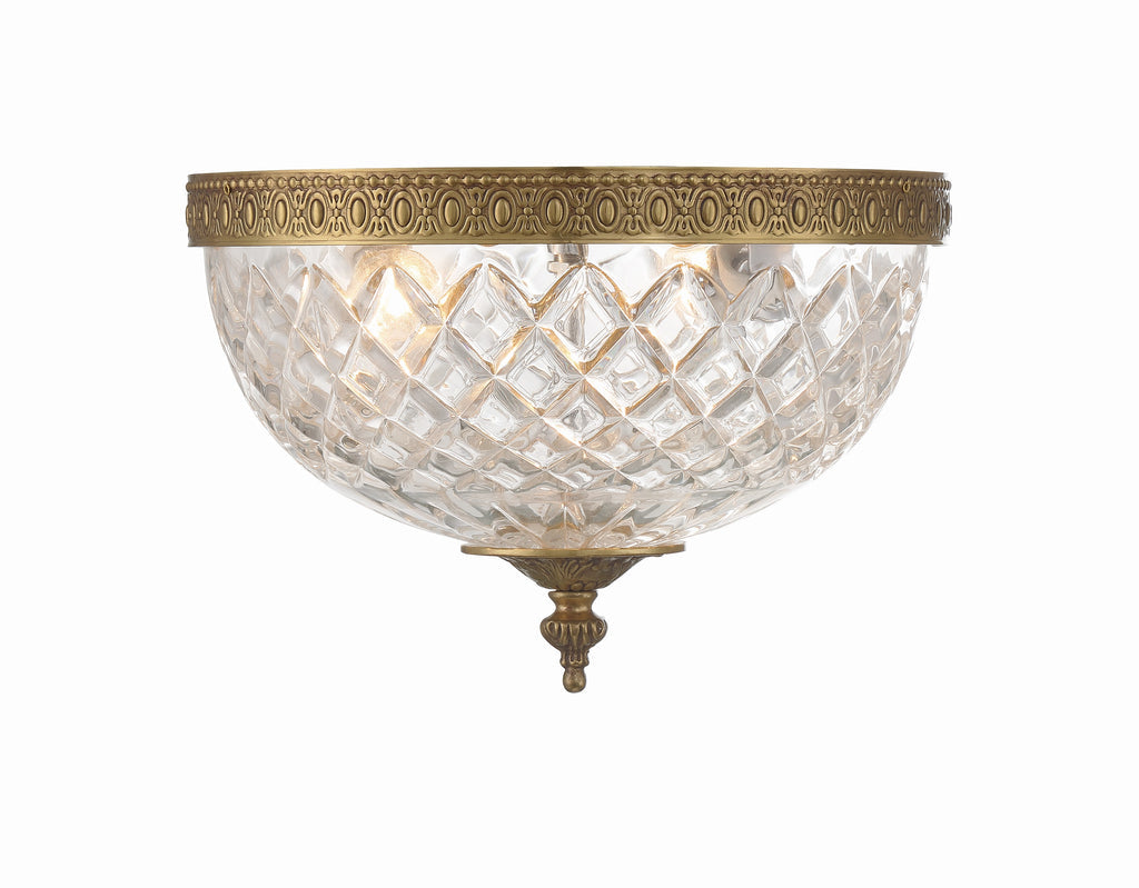 Crystorama 2 Light Olde Brass Crystal Flush Mount Semi Flush Crystorama