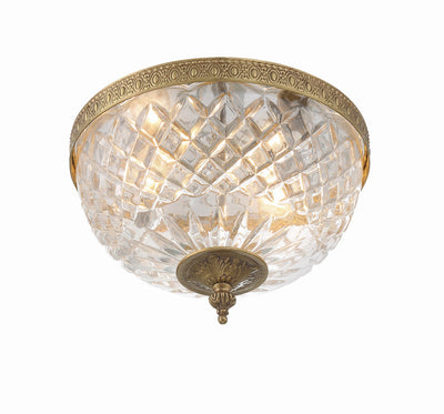 Crystorama 2 Light Olde Brass Crystal Flush Mount Semi Flush Crystorama