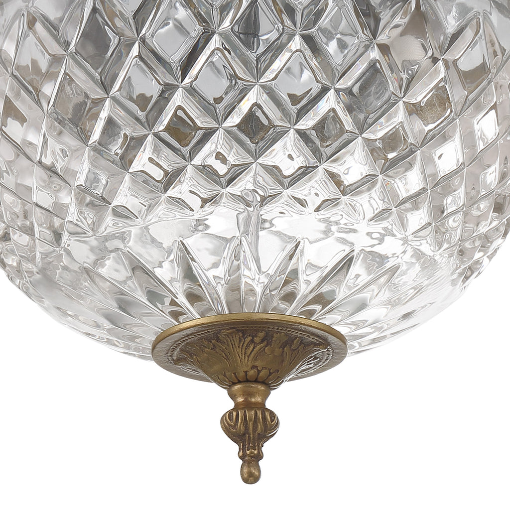 Crystorama 2 Light Olde Brass Crystal Flush Mount Semi Flush Crystorama