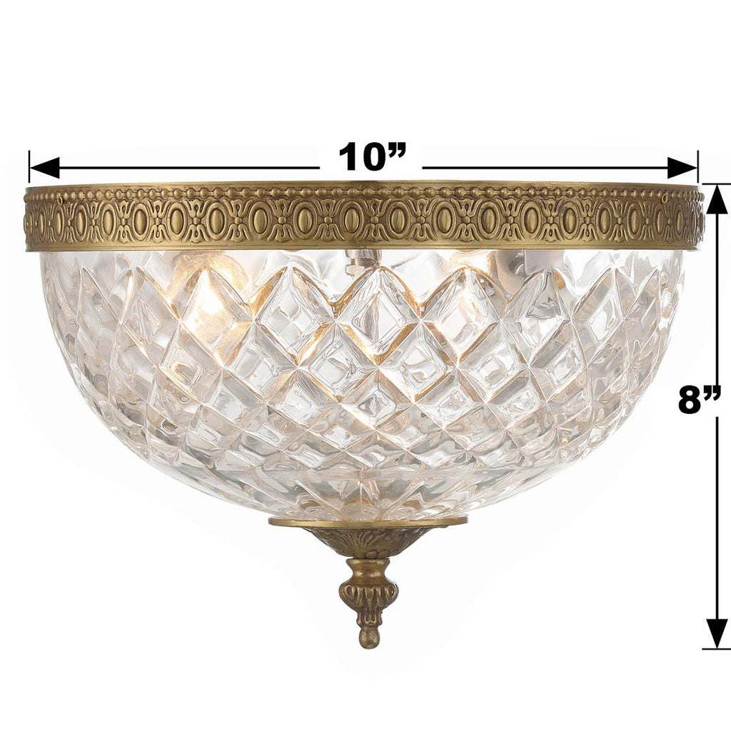 Crystorama 2 Light Olde Brass Crystal Flush Mount Semi Flush Crystorama