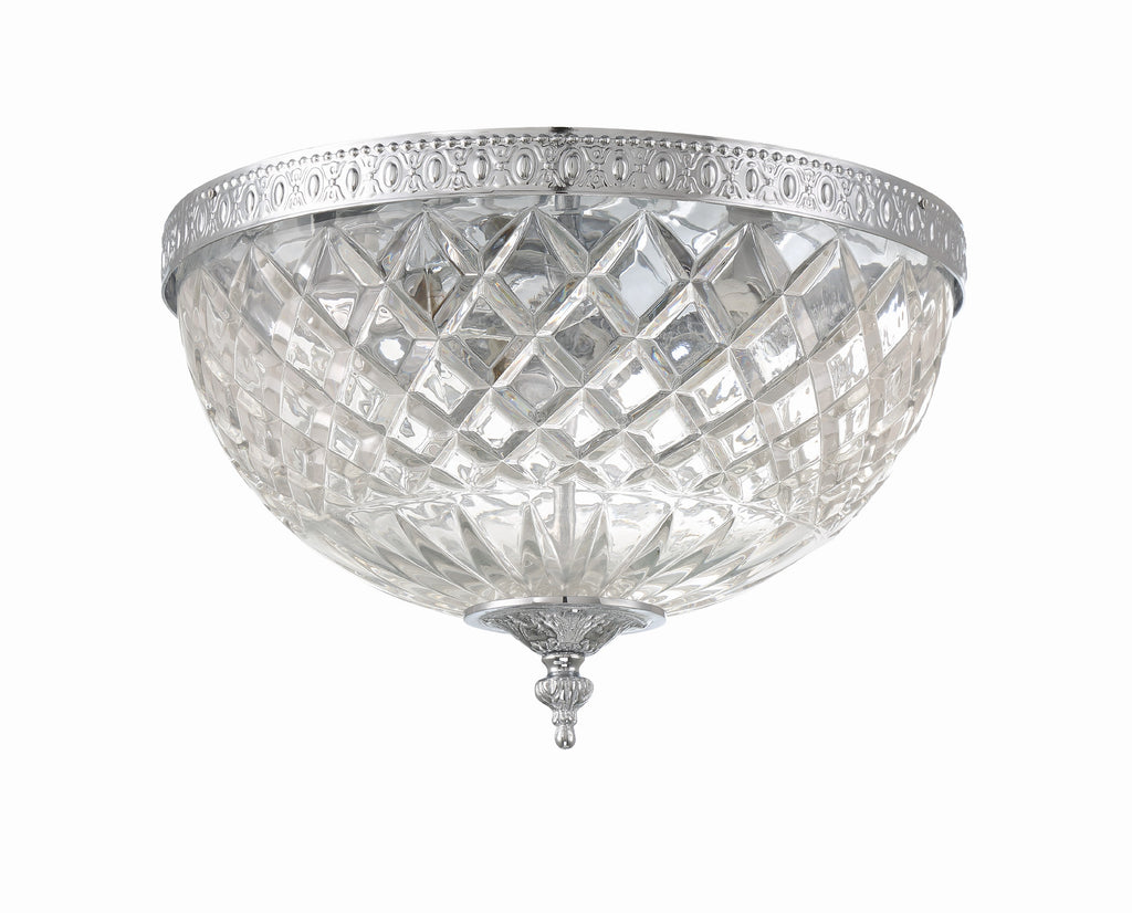 Crystorama 3 Light Polished Chrome Crystal Flush Mount Semi Flush Crystorama