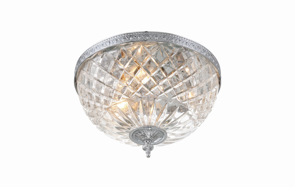 Crystorama 3 Light Polished Chrome Crystal Flush Mount Semi Flush Crystorama