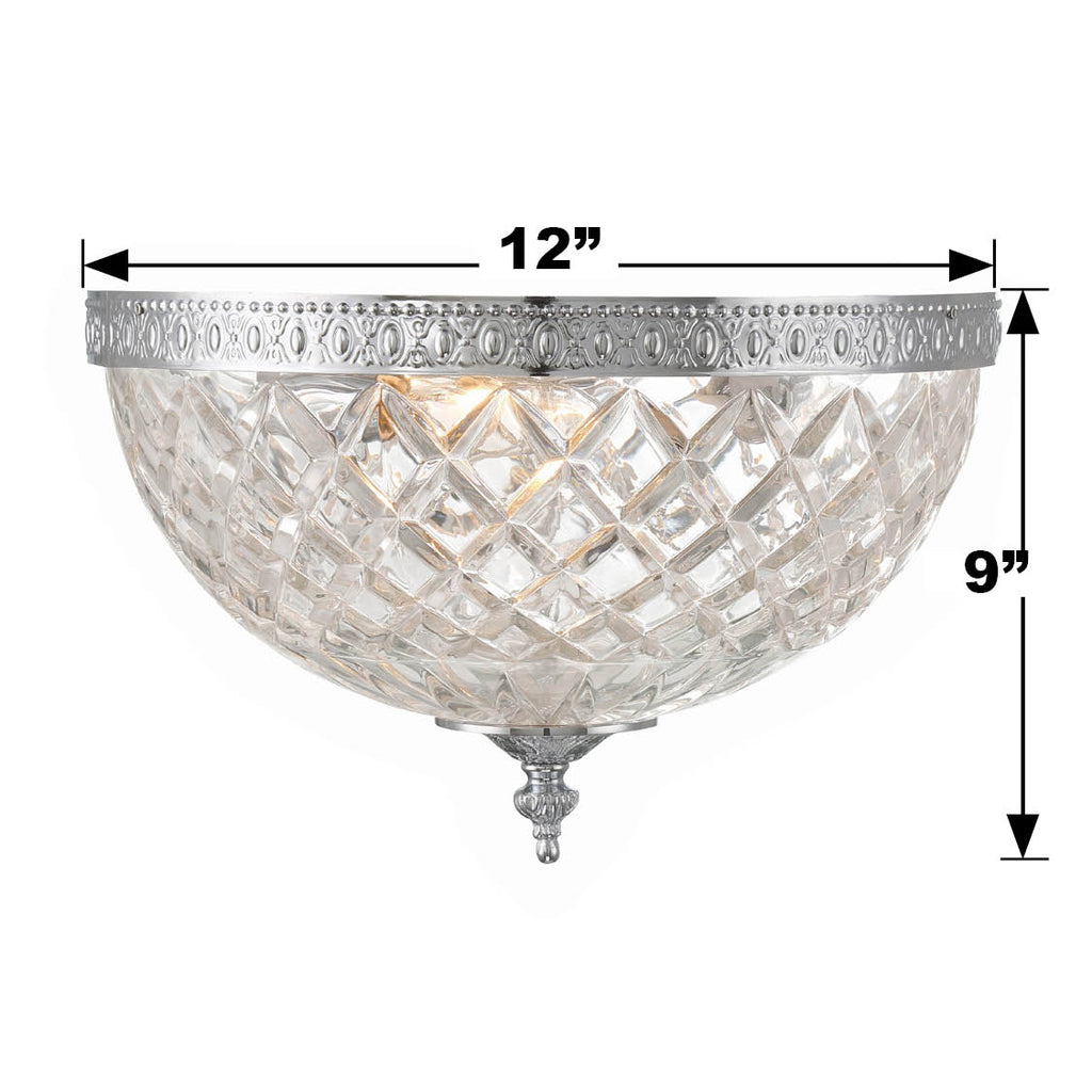 Crystorama 3 Light Polished Chrome Crystal Flush Mount Semi Flush Crystorama