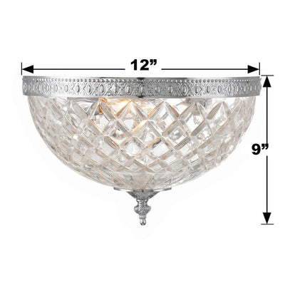 Crystorama 3 Light Polished Chrome Crystal Flush Mount Semi Flush Crystorama