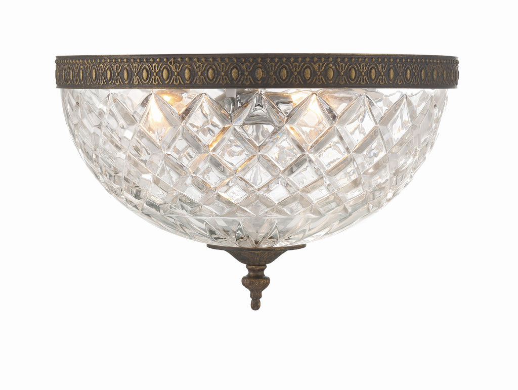 Crystorama 3 Light English Bronze Crystal Flush Mount Semi Flush Crystorama