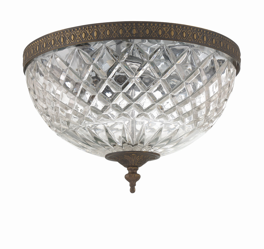 Crystorama 3 Light English Bronze Crystal Flush Mount Semi Flush Crystorama