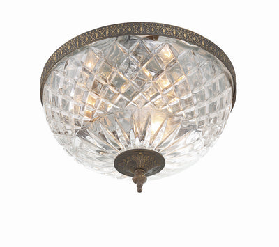 Crystorama 3 Light English Bronze Crystal Flush Mount Semi Flush Crystorama