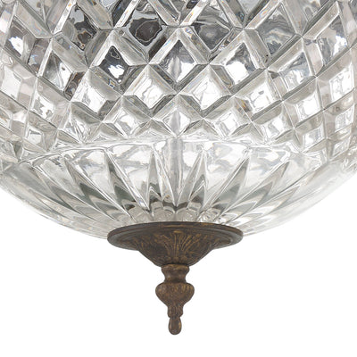 Crystorama 3 Light English Bronze Crystal Flush Mount Semi Flush Crystorama