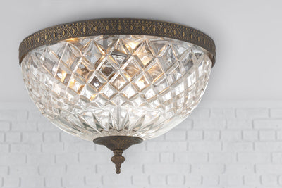 Crystorama 3 Light English Bronze Crystal Flush Mount Semi Flush Crystorama