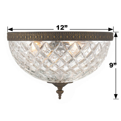 Crystorama 3 Light English Bronze Crystal Flush Mount Semi Flush Crystorama