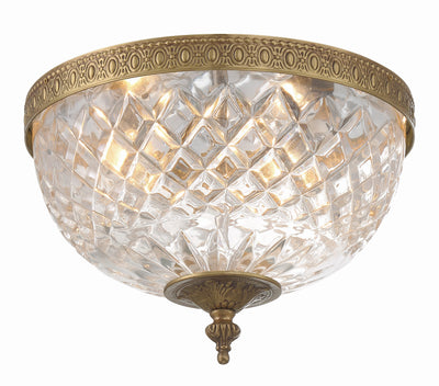 Crystorama 3 Light Olde Brass Crystal Flush Mount Semi Flush Crystorama