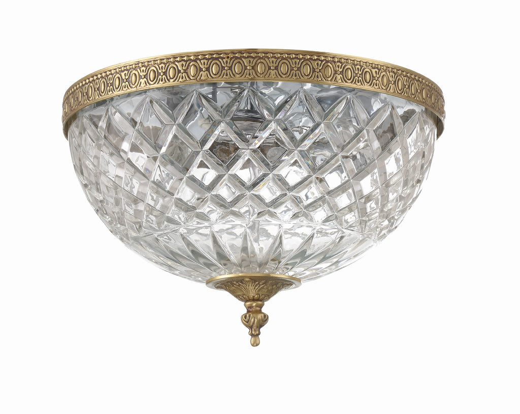 Crystorama 3 Light Olde Brass Crystal Flush Mount Semi Flush Crystorama