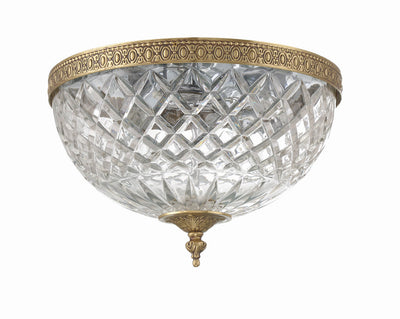 Crystorama 3 Light Olde Brass Crystal Flush Mount Semi Flush Crystorama