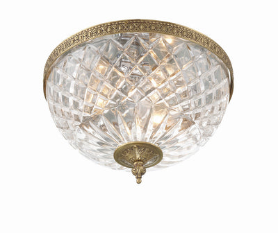 Crystorama 3 Light Olde Brass Crystal Flush Mount Semi Flush Crystorama