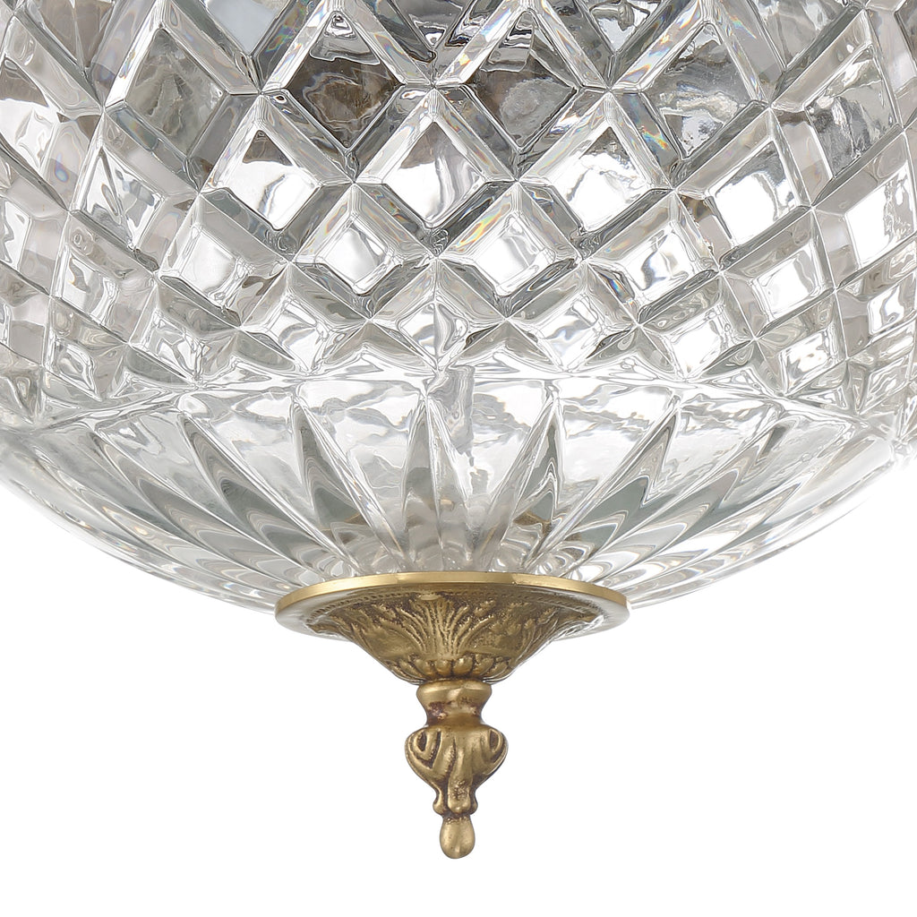 Crystorama 3 Light Olde Brass Crystal Flush Mount Semi Flush Crystorama