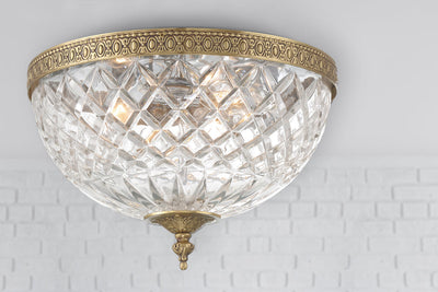 Crystorama 3 Light Olde Brass Crystal Flush Mount Semi Flush Crystorama