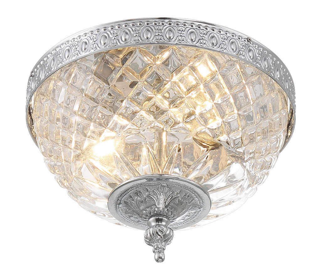 Crystorama 2 Light Polished Chrome Crystal Flush Mount Semi Flush Crystorama