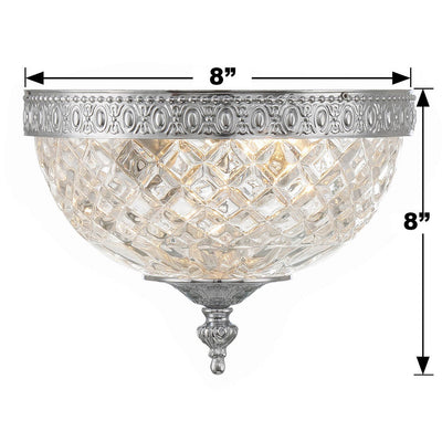 Crystorama 2 Light Polished Chrome Crystal Flush Mount Semi Flush Crystorama