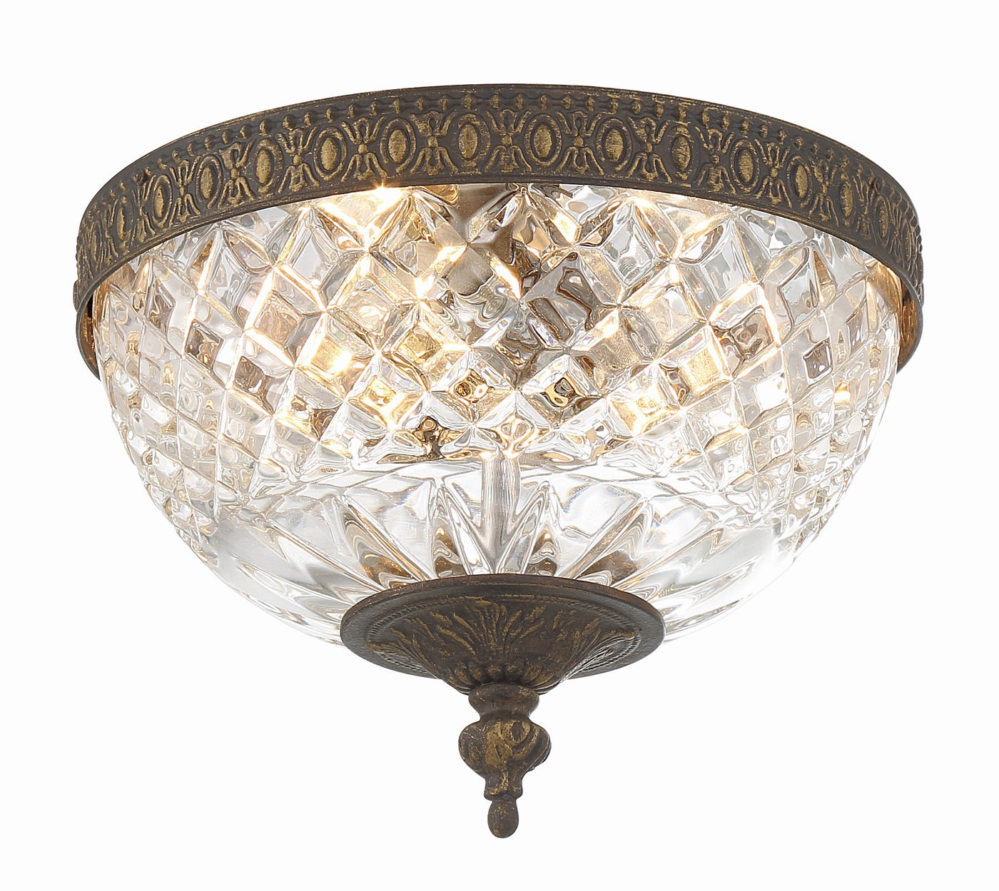 Crystorama 2 Light English Bronze Crystal Flush Mount Semi Flush Crystorama