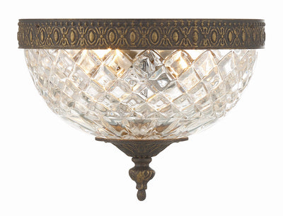 Crystorama 2 Light English Bronze Crystal Flush Mount Semi Flush Crystorama