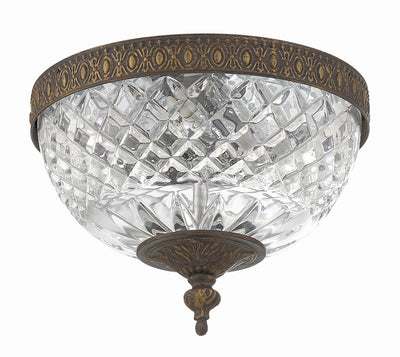 Crystorama 2 Light English Bronze Crystal Flush Mount Semi Flush Crystorama