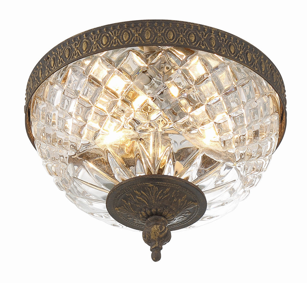 Crystorama 2 Light English Bronze Crystal Flush Mount Semi Flush Crystorama