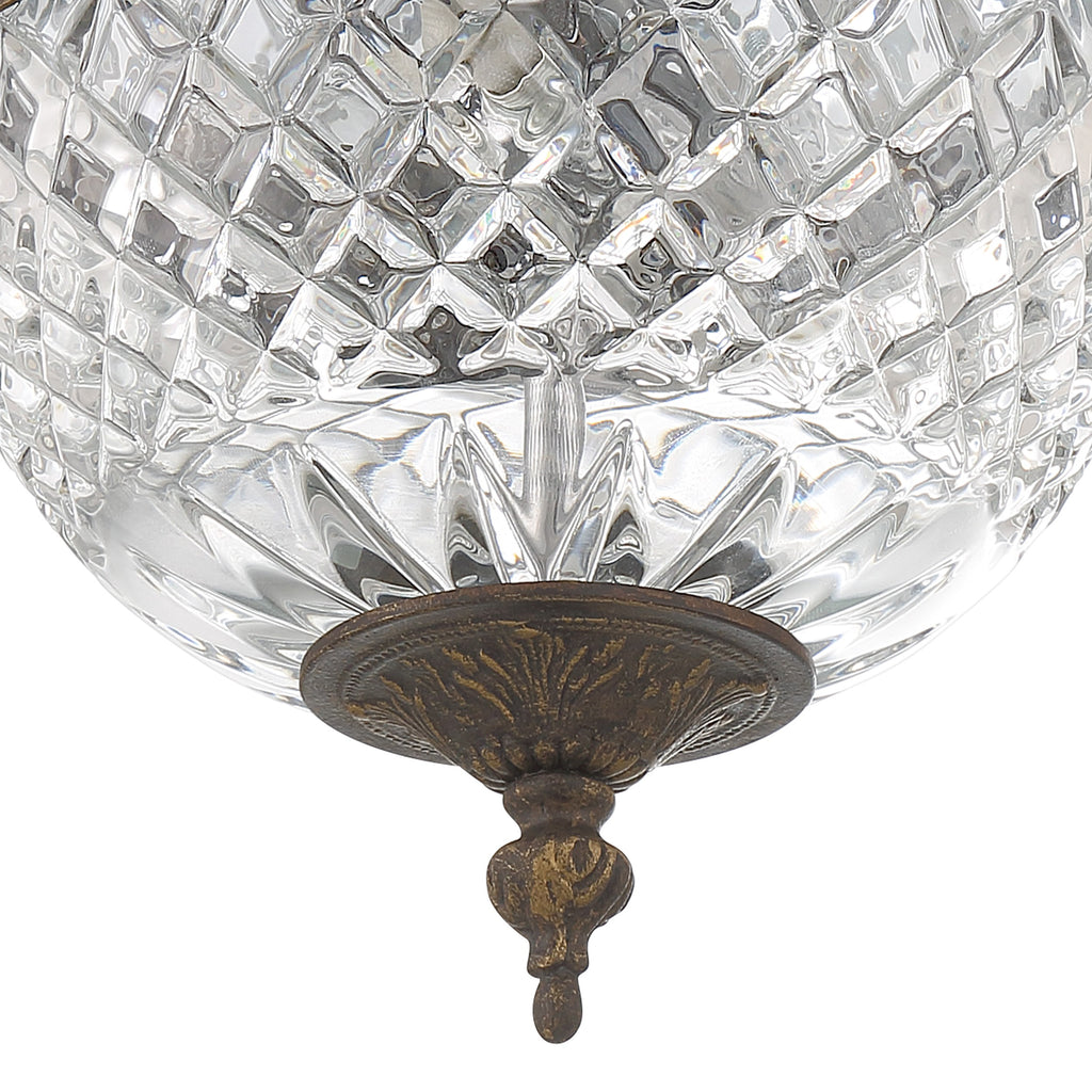 Crystorama 2 Light English Bronze Crystal Flush Mount Semi Flush Crystorama