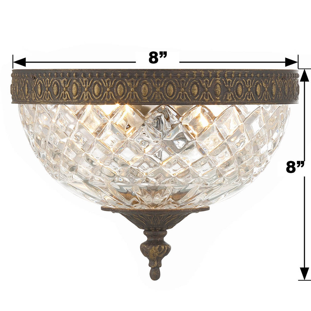 Crystorama 2 Light English Bronze Crystal Flush Mount Semi Flush Crystorama