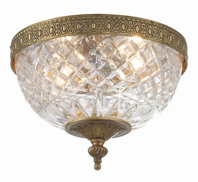 Crystorama 2 Light Olde Brass Crystal Flush Mount Semi Flush Crystorama