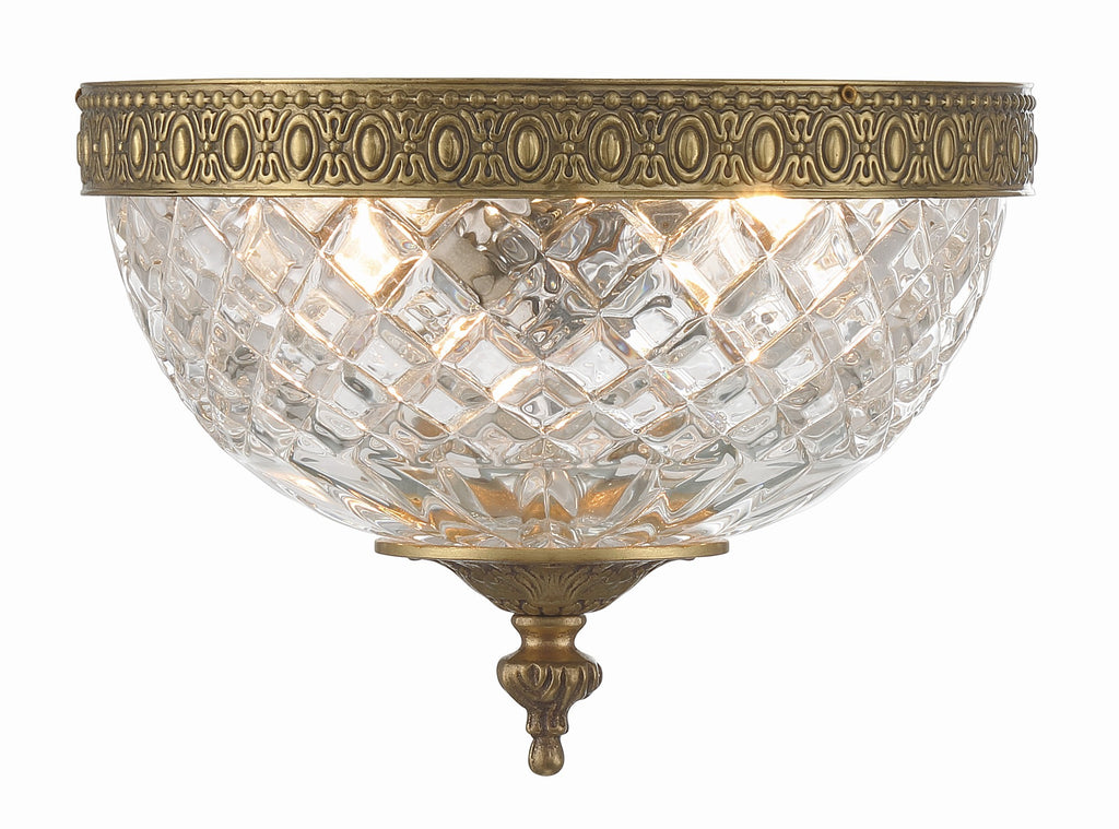 Crystorama 2 Light Olde Brass Crystal Flush Mount Semi Flush Crystorama