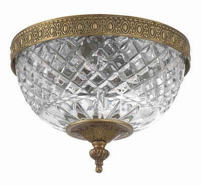 Crystorama 2 Light Olde Brass Crystal Flush Mount Semi Flush Crystorama