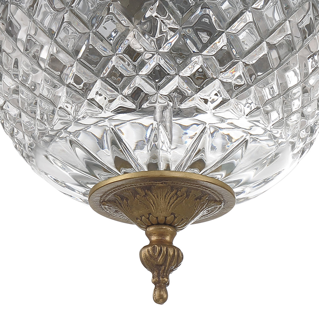 Crystorama 2 Light Olde Brass Crystal Flush Mount Semi Flush Crystorama